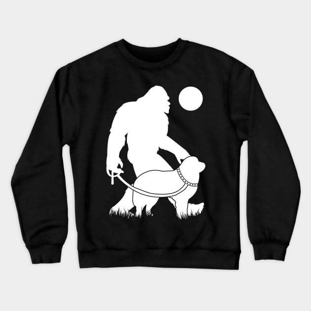 Bigfoot Walking Great Pyrenees Crewneck Sweatshirt by Tesszero